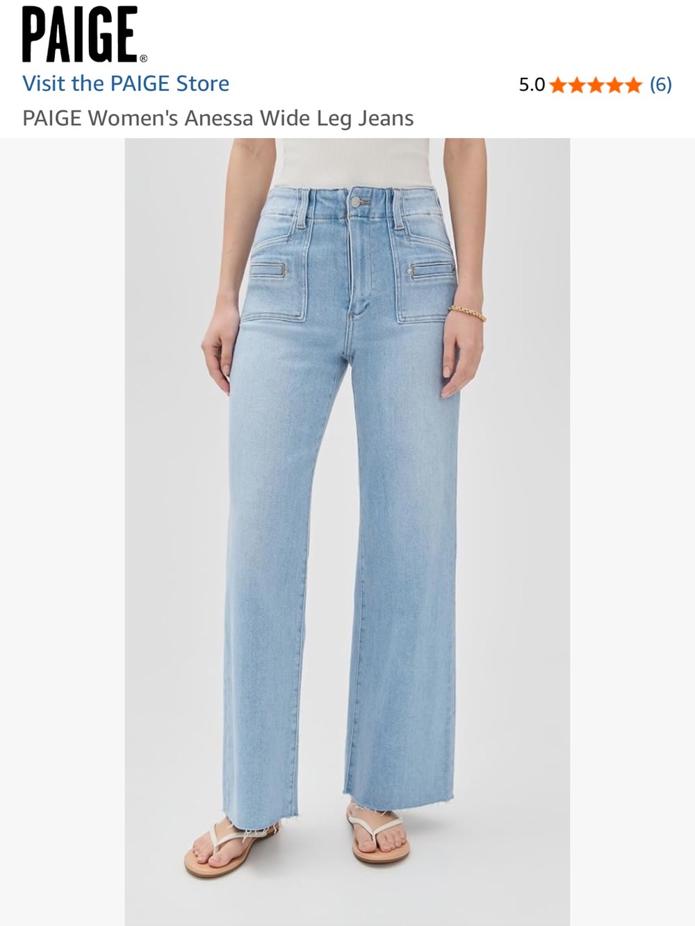PAIGE Light Blue High-Rise Wide Leg Jeans